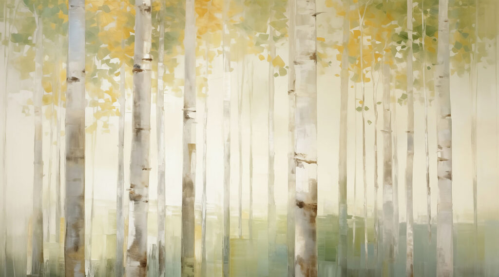 Painting of trees in a forest Painting of trees in a forest