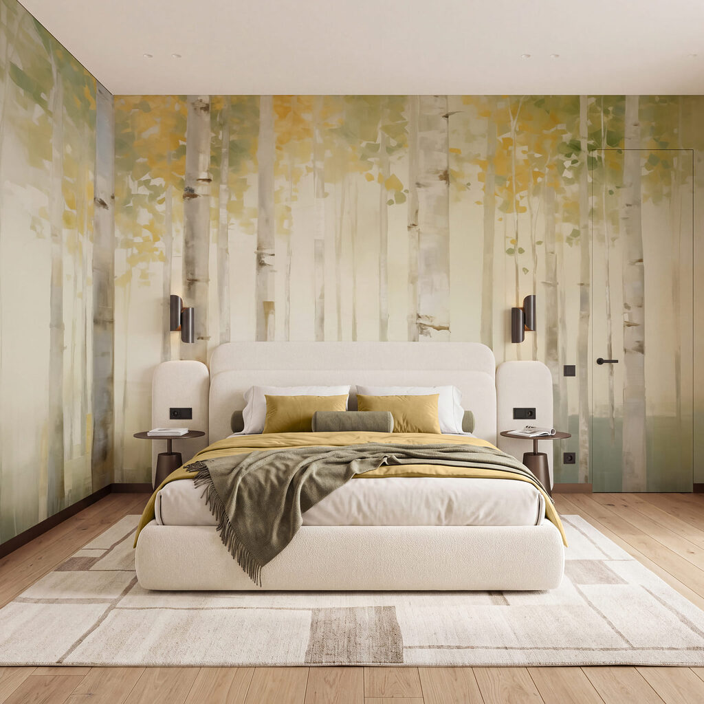 Peinture représentant des arbres dans une forêt Peinture représentant des arbres dans une forêt