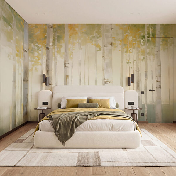 Peinture représentant des arbres dans une forêt Peinture représentant des arbres dans une forêt
