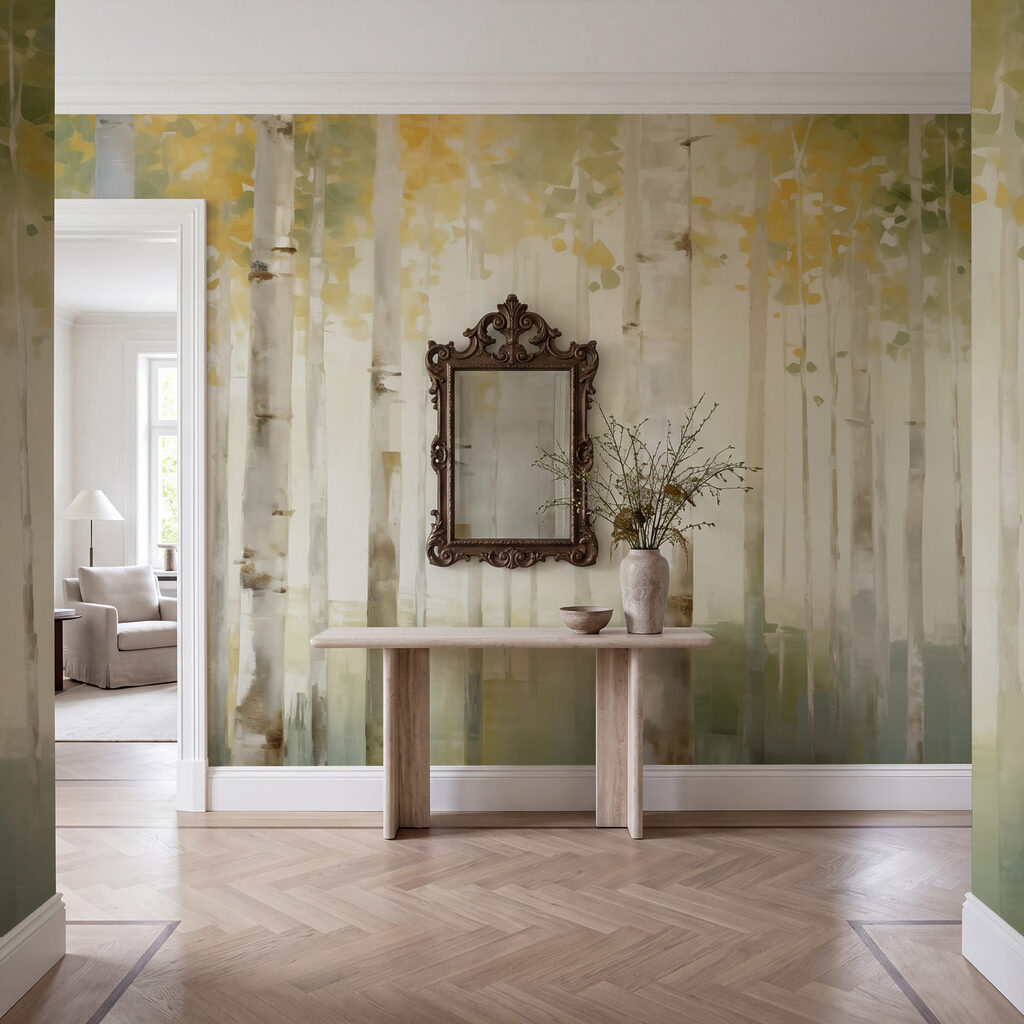 Peinture représentant des arbres dans une forêt Peinture représentant des arbres dans une forêt