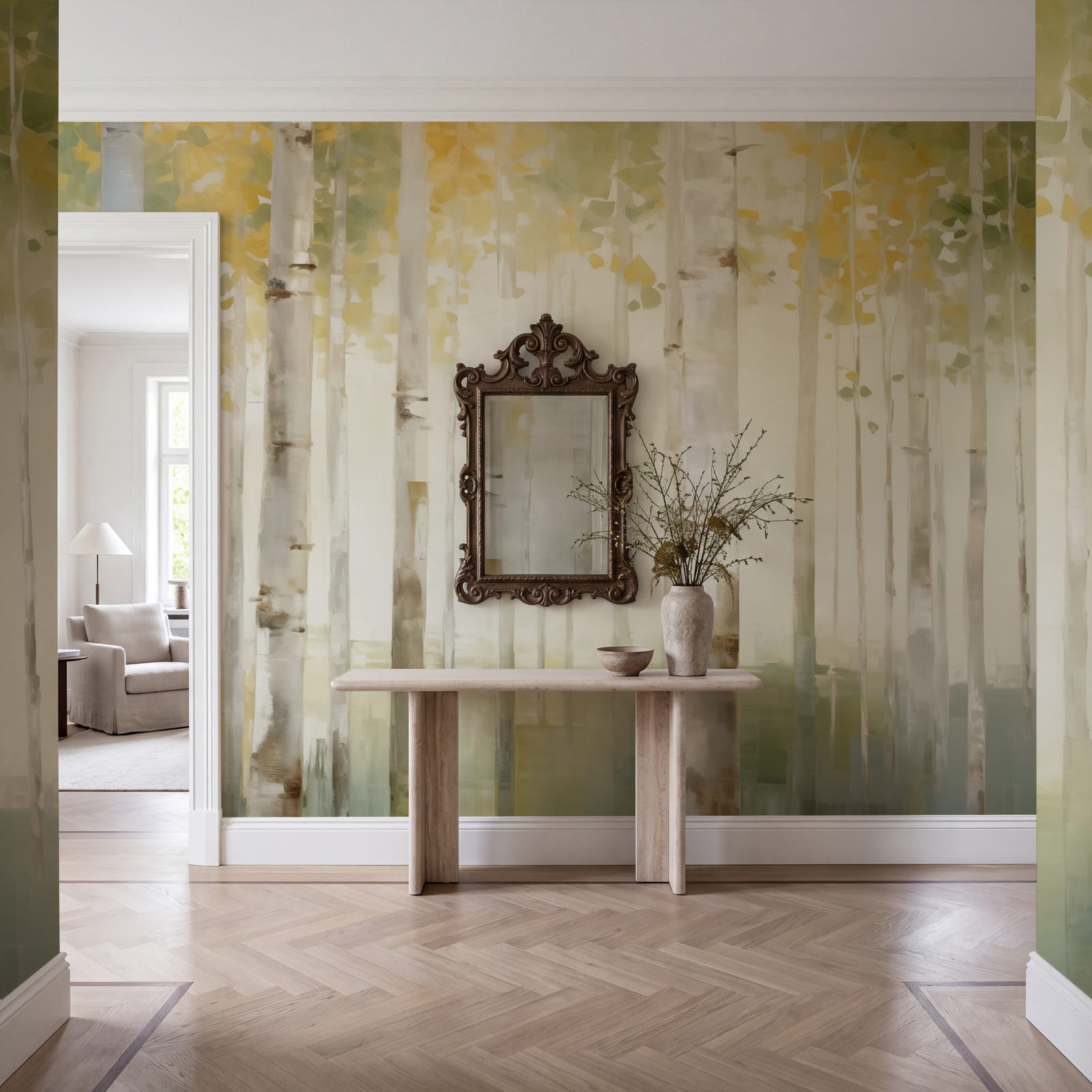 Peinture représentant des arbres dans une forêt Peinture représentant des arbres dans une forêt