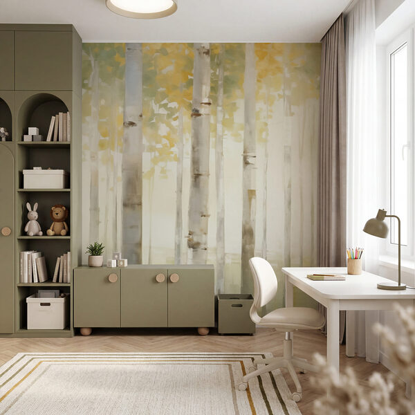 Peinture représentant des arbres dans une forêt Peinture représentant des arbres dans une forêt