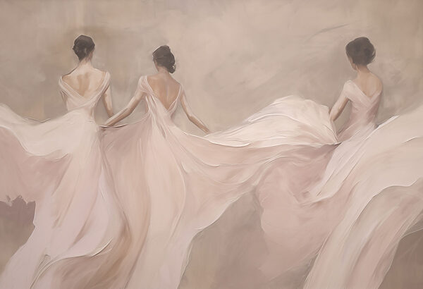 Painting of a woman in white dresses