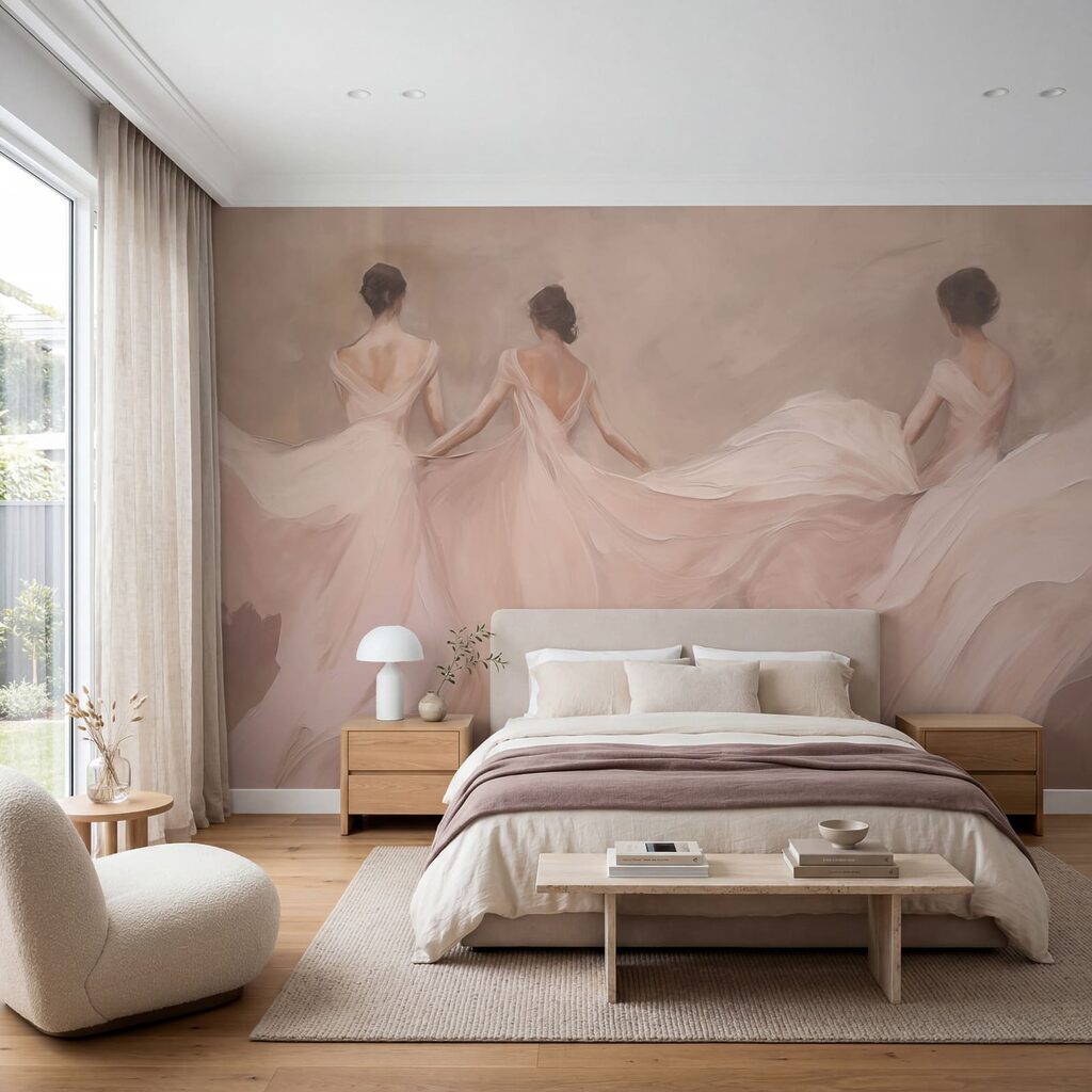 Tableau représentant une femme vêtue de robes blanches