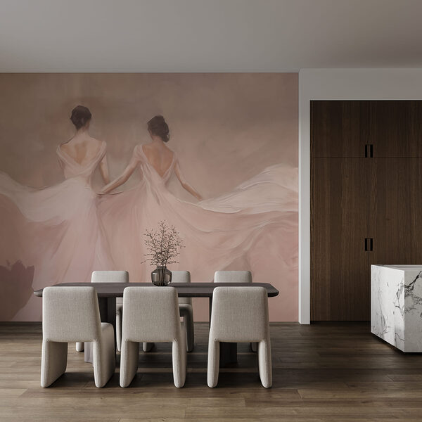 Tableau représentant une femme vêtue de robes blanches