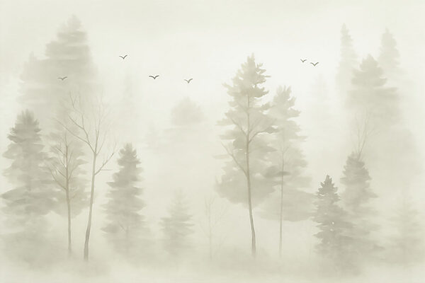 Birds flying in the sky over trees