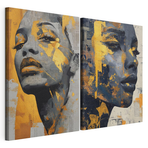 Collage représentant le visage d'une femme Impression sur toile modulaire Collage représentant le visage d'une femme