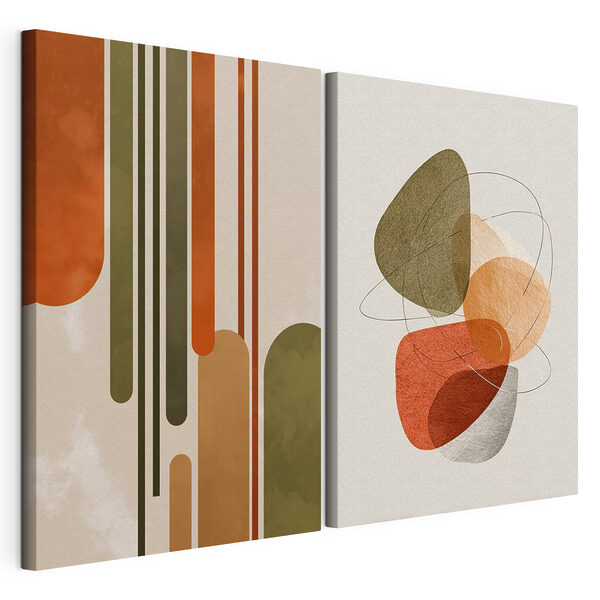 - Formes abstraites dans des tons ocres Impression sur toile modulaire - Formes abstraites dans des tons ocres