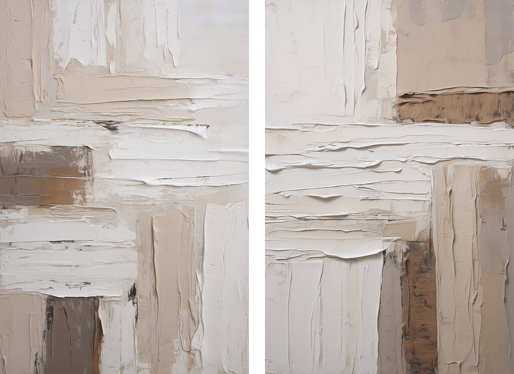 Collage of white and brown paint