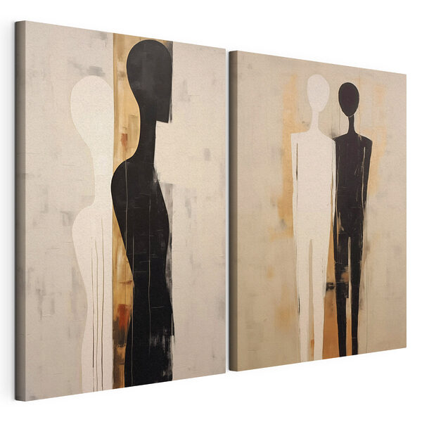 Deux personnages en noir et blanc Impression sur toile modulaire Deux personnages en noir et blanc