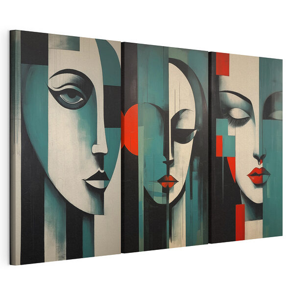 Collage de tableaux représentant le visage d'une femme Impression sur toile modulaire Collage de tableaux représentant le visage d'une femme