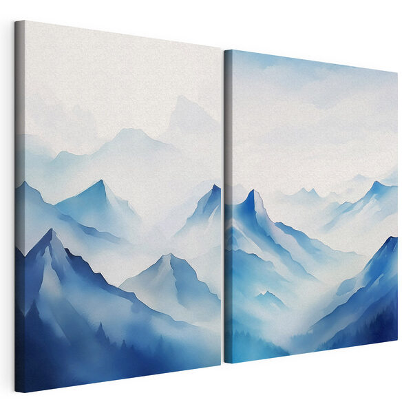 Peinture représentant des montagnes et du brouillard Impression sur toile modulaire Peinture représentant des montagnes et du brouillard