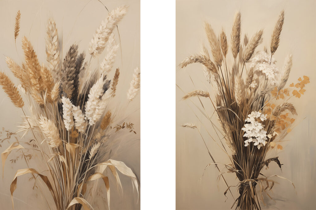 Painting of wheat and flowers Painting of wheat and flowers