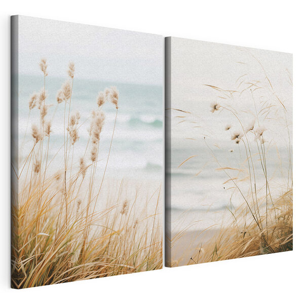 Une douce brise souffle sur les herbes du littoral Impression sur toile modulaire Une douce brise souffle sur les herbes du littoral