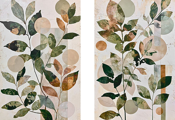Painting of leaves and circles Painting of leaves and circles