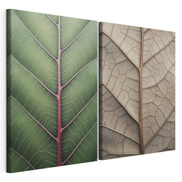 Impression sur toile modulaire Des feuilles aux couleurs vives et contrastées