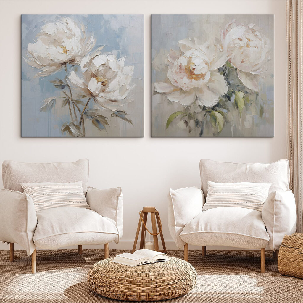 Painting of flowers on canvas Painting of flowers on canvas