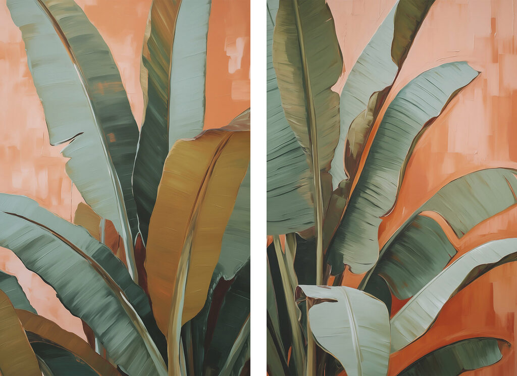 Vibrant green leaves against warm background
