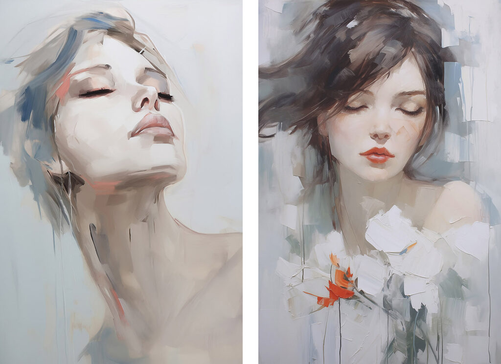 Two paintings of a woman Two paintings of a woman