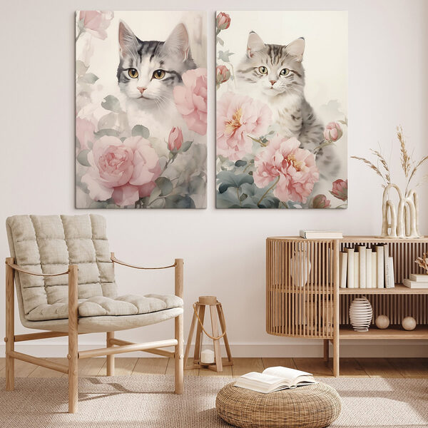 Cat in a garden of flowers