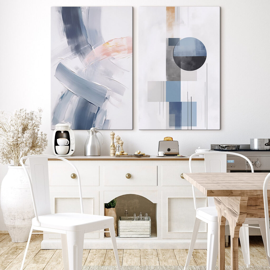 Two paintings of different colors