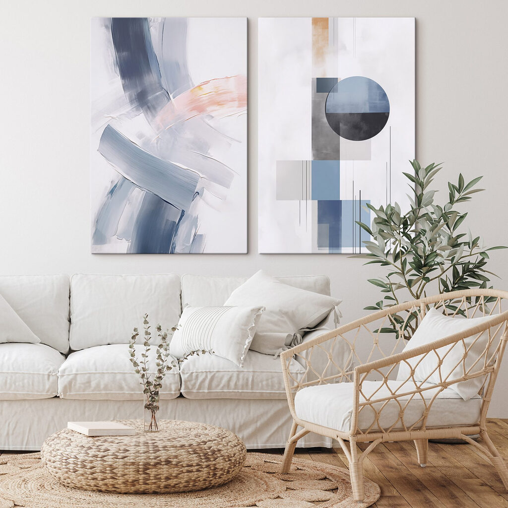 Two paintings of different colors