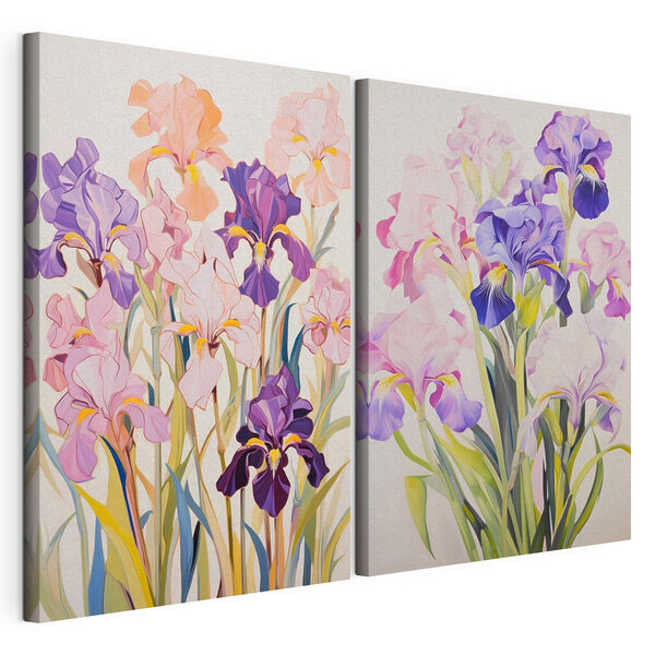 Impression sur toile modulaire Peinture représentant des fleurs sur un fond blanc