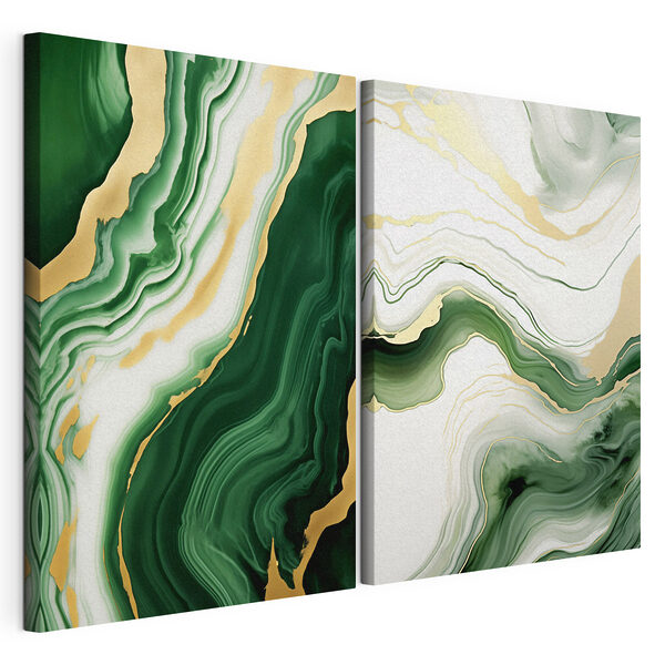 Surface marbrée verte et blanche Impression sur toile modulaire Surface marbrée verte et blanche