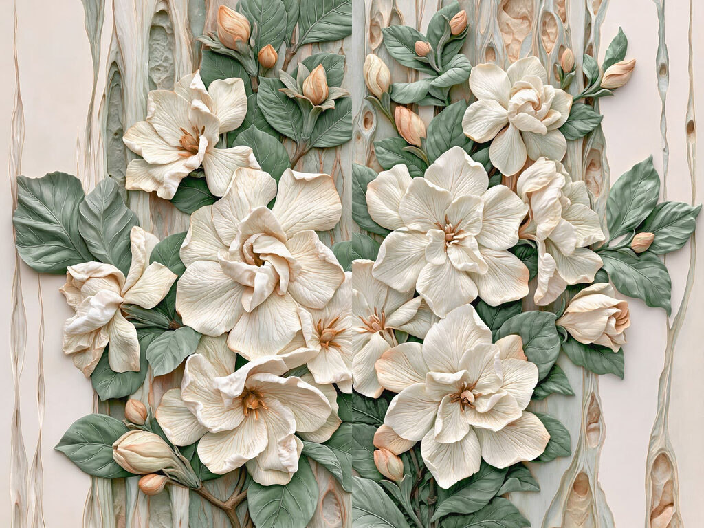 Collage of flowers and leaves