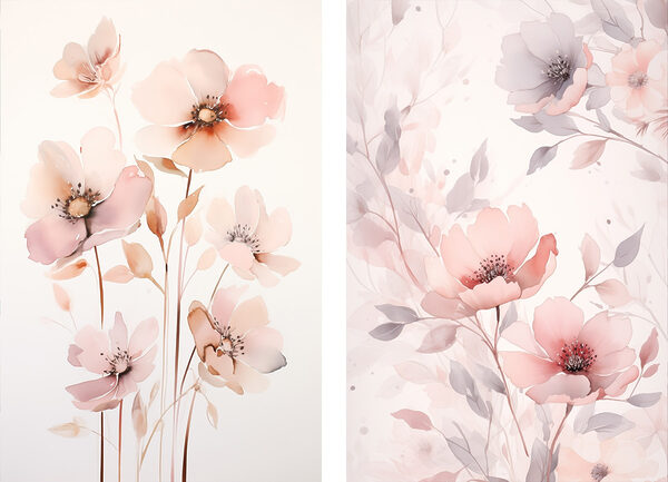 Painting of flowers on a white surface