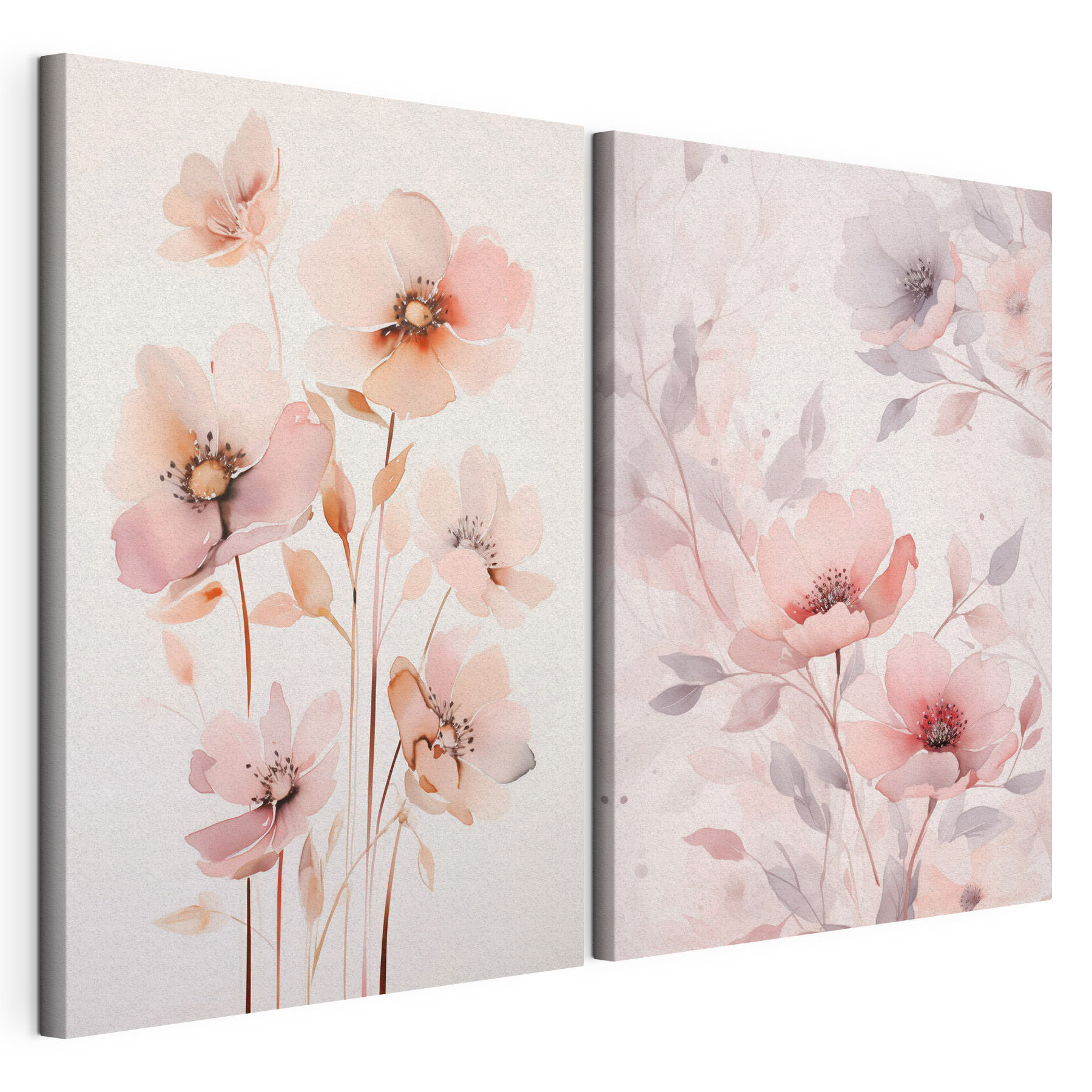 Painting of flowers on a white surface