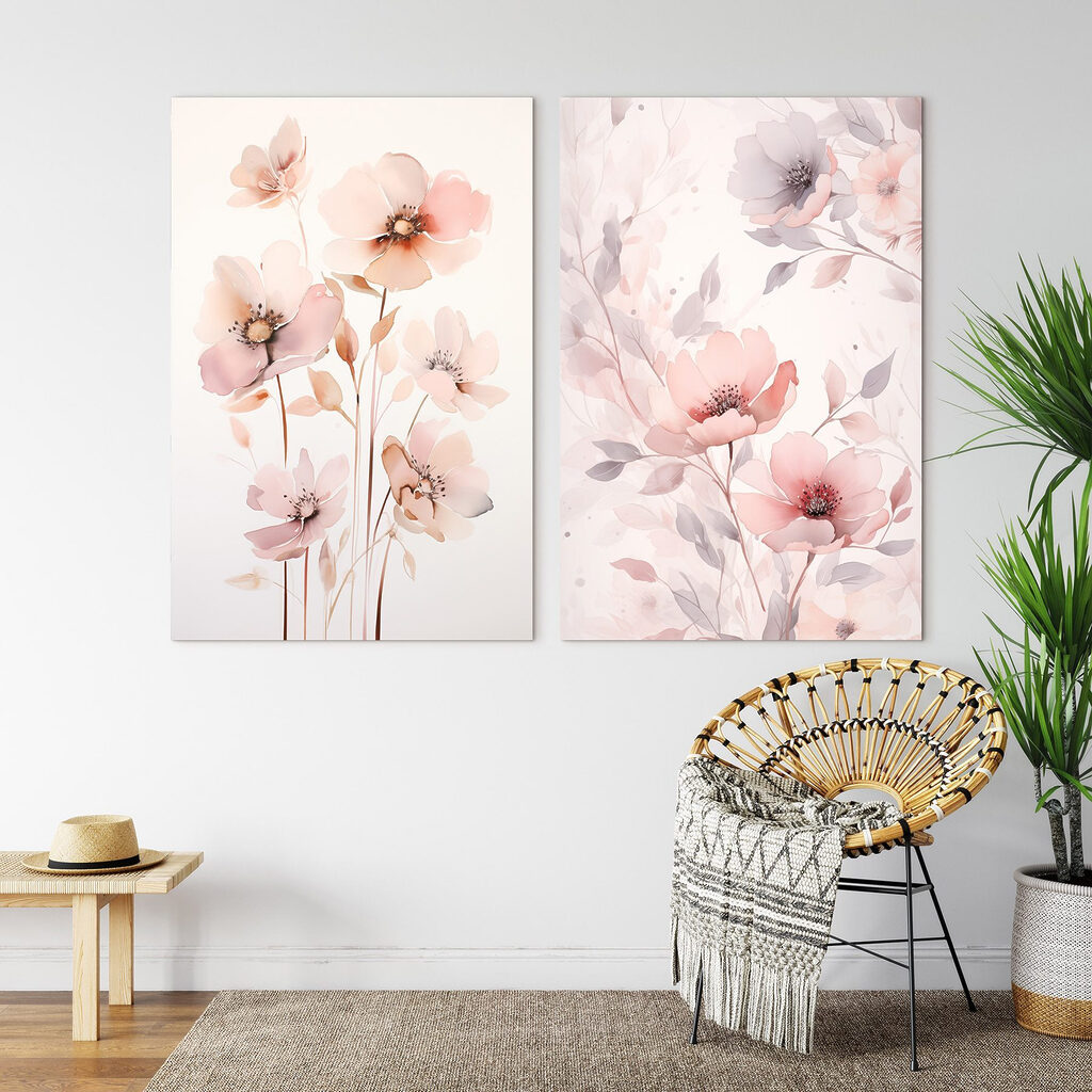 Painting of flowers on a white surface