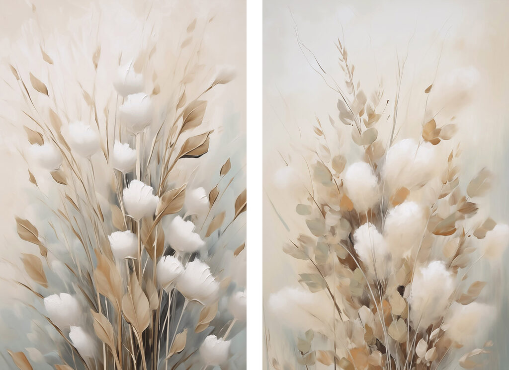 Painting of flowers and leaves