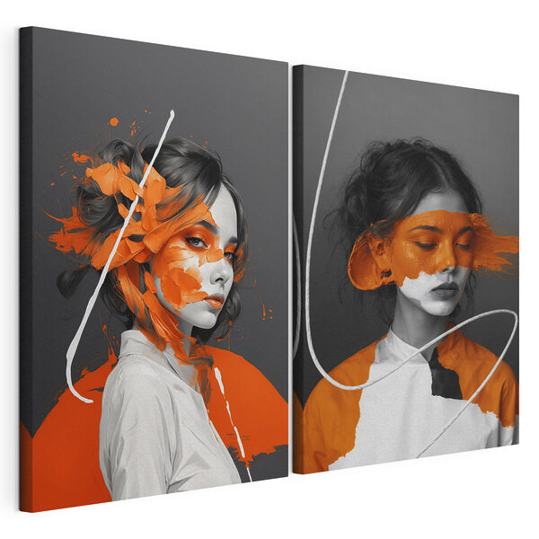 Woman with orange paint on her face