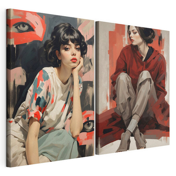 Collage of a woman sitting on the floor Collage of a woman sitting on the floor