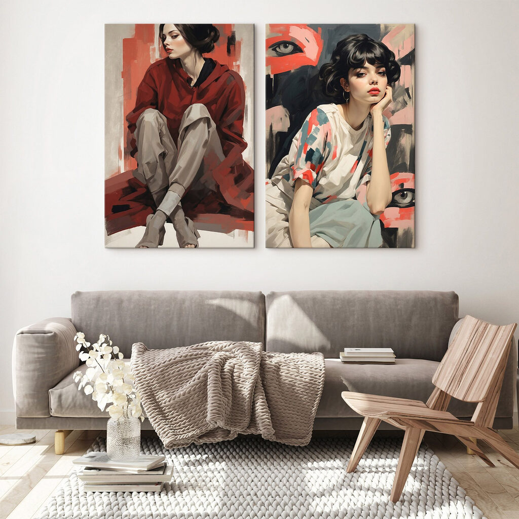 Collage of a woman sitting on the floor Collage of a woman sitting on the floor