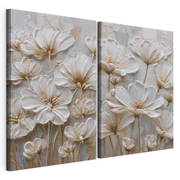 Des fleurs délicates aux teintes douces Impression sur toile modulaire Des fleurs délicates aux teintes douces