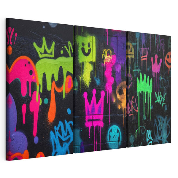 Collage de graffitis sur un mur Impression sur toile modulaire Collage de graffitis sur un mur