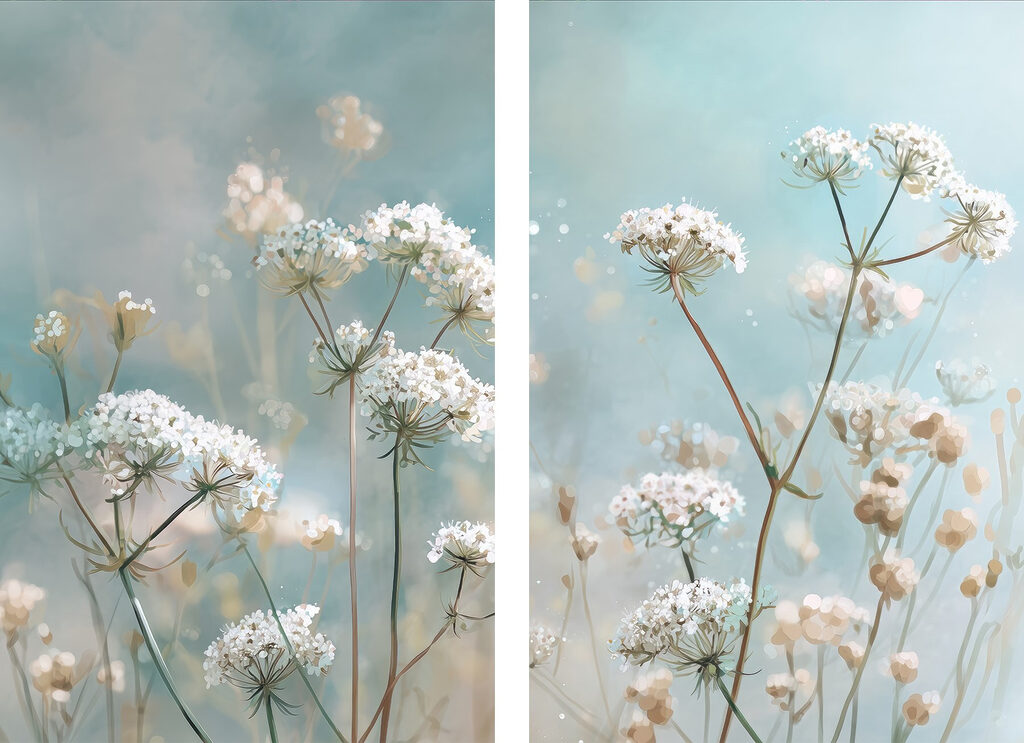 Delicate blooms in soft colors