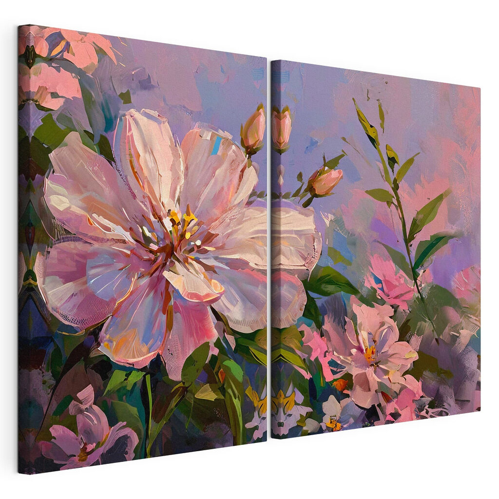 Painting of flowers on a purple background