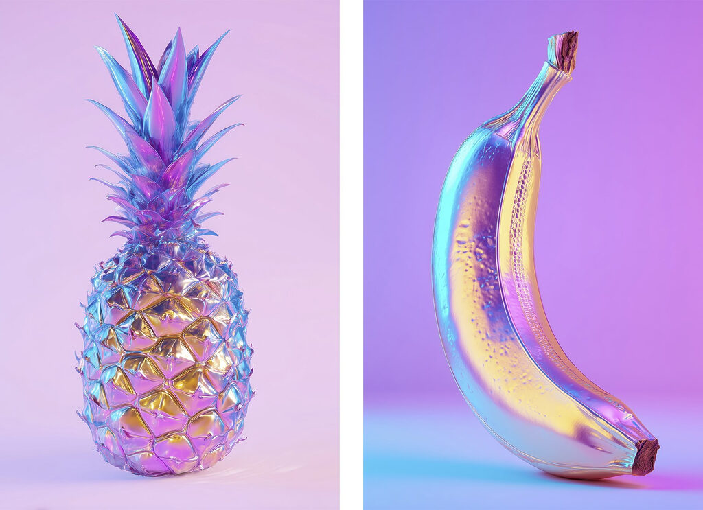 Banana and a pineapple