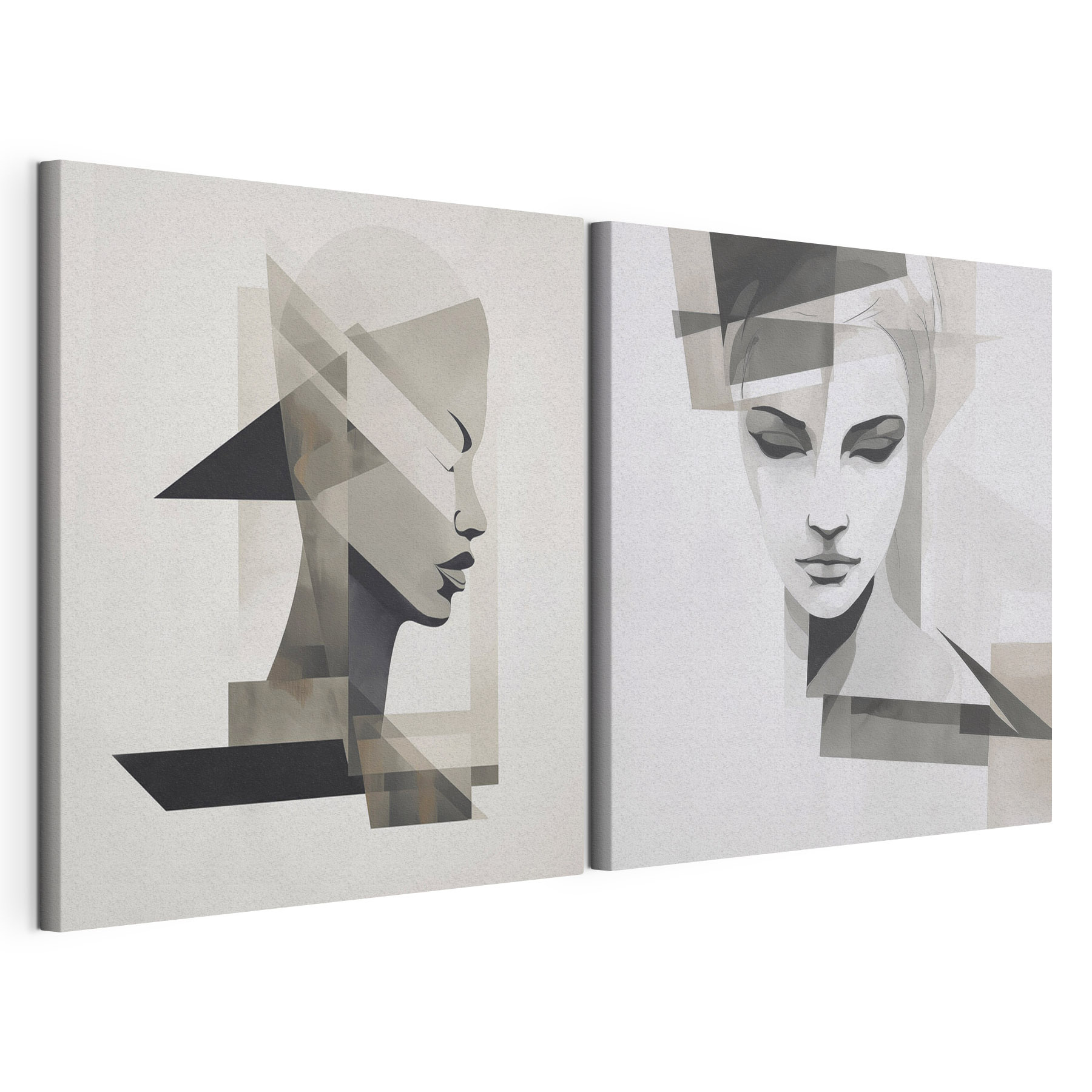 Two paintings of a woman's face Two paintings of a woman's face
