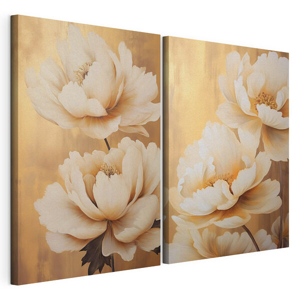 Des fleurs élégantes aux teintes chaudes Impression sur toile modulaire Des fleurs élégantes aux teintes chaudes