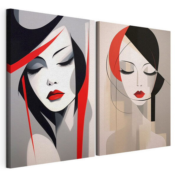 Collage représentant le visage d'une femme Impression sur toile modulaire Collage représentant le visage d'une femme