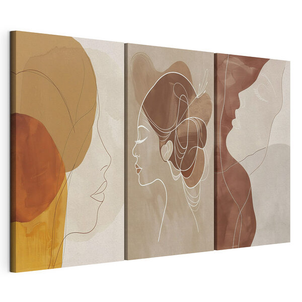 Impression sur toile modulaire Collage représentant le profil d'une femme