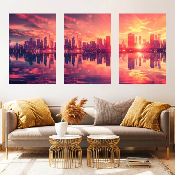 City skyline with a body of water City skyline with a body of water