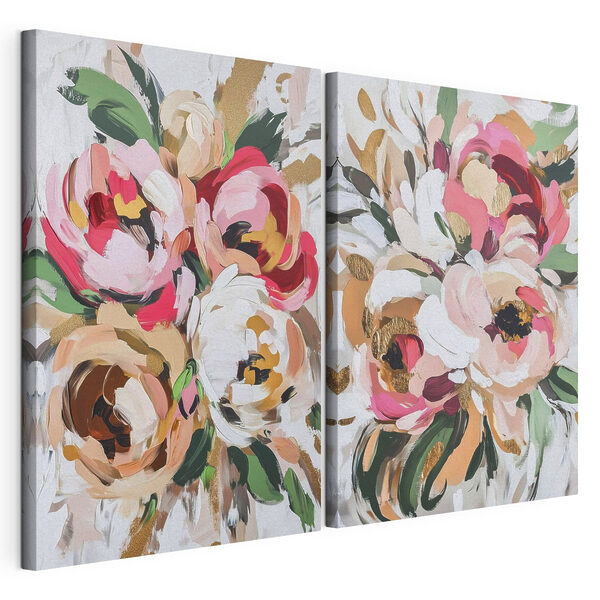 Peinture représentant des fleurs sur une surface blanche Impression sur toile modulaire Peinture représentant des fleurs sur une surface blanche