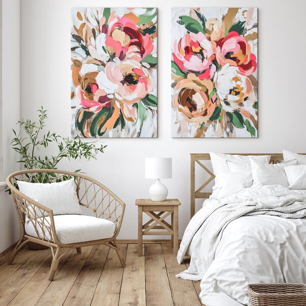 Painting of flowers on a white surface Painting of flowers on a white surface