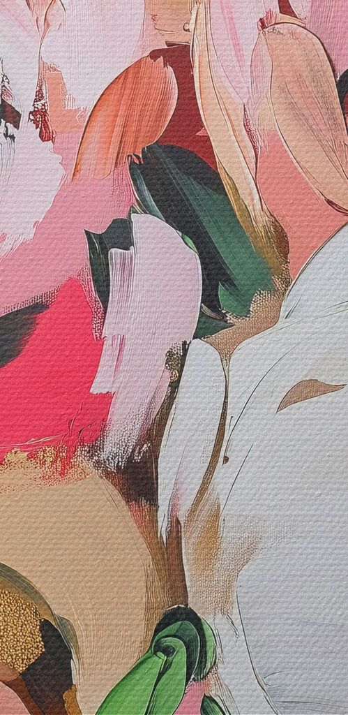 Painting of flowers on a white surface Painting of flowers on a white surface