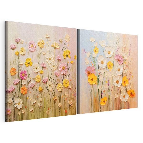 Impression sur toile modulaire Peinture de fleurs sur toile